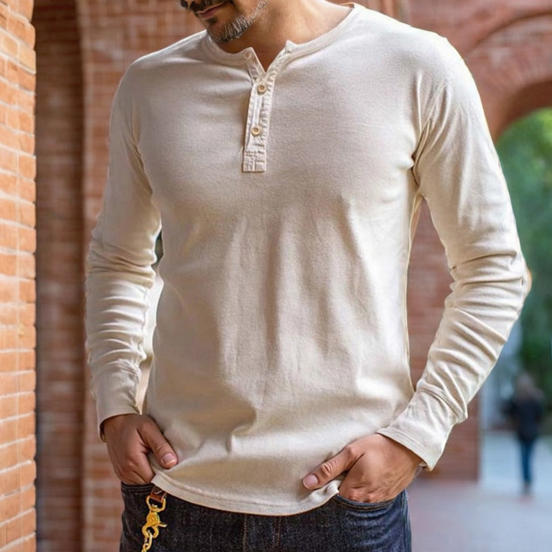 Outdoor Retro Long Sleeve Henley Shirt Men's Long Sleeve T-Shirt