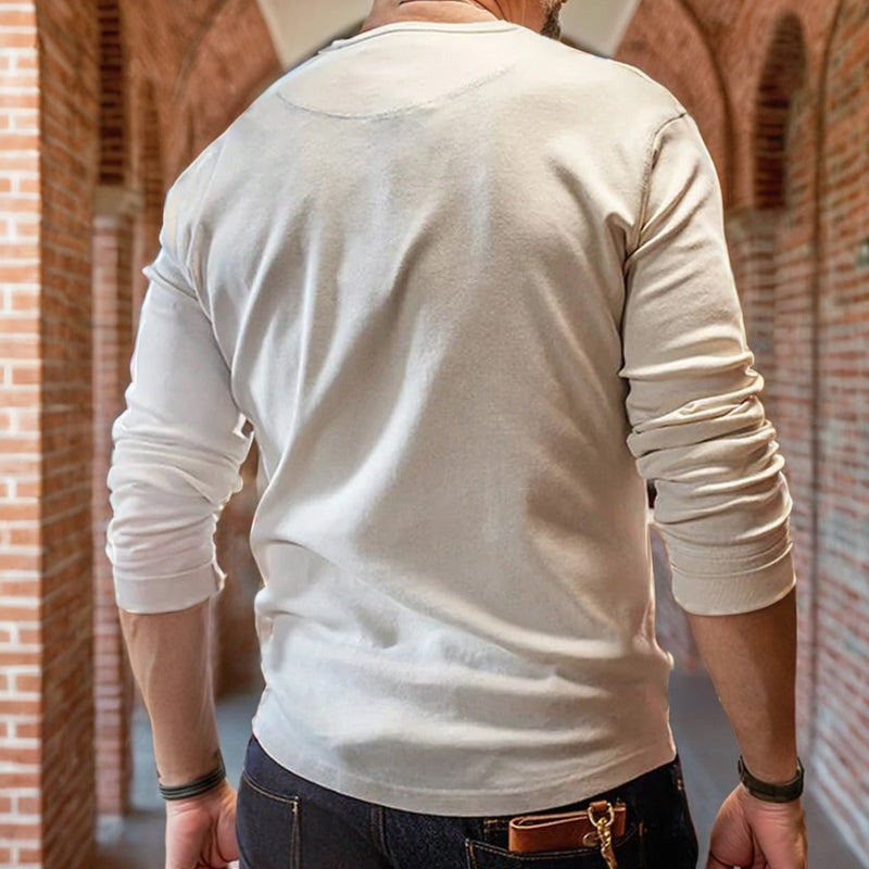 Outdoor Retro Long Sleeve Henley Shirt Men's Long Sleeve T-Shirt