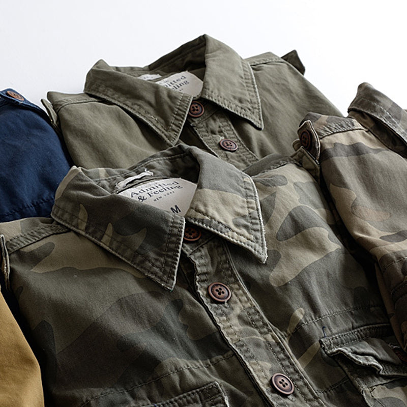Outdoor Multicolor Camo Long Sleeve Casual Shirt