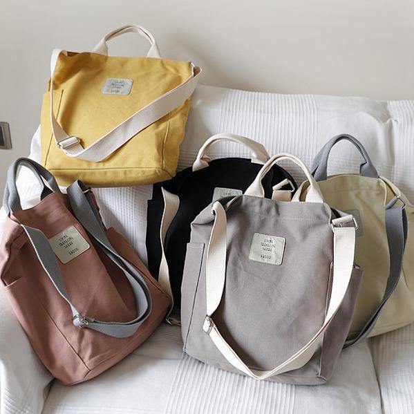 Women Design Casual Patchwork Large yellow Canvas Shoulder Bag